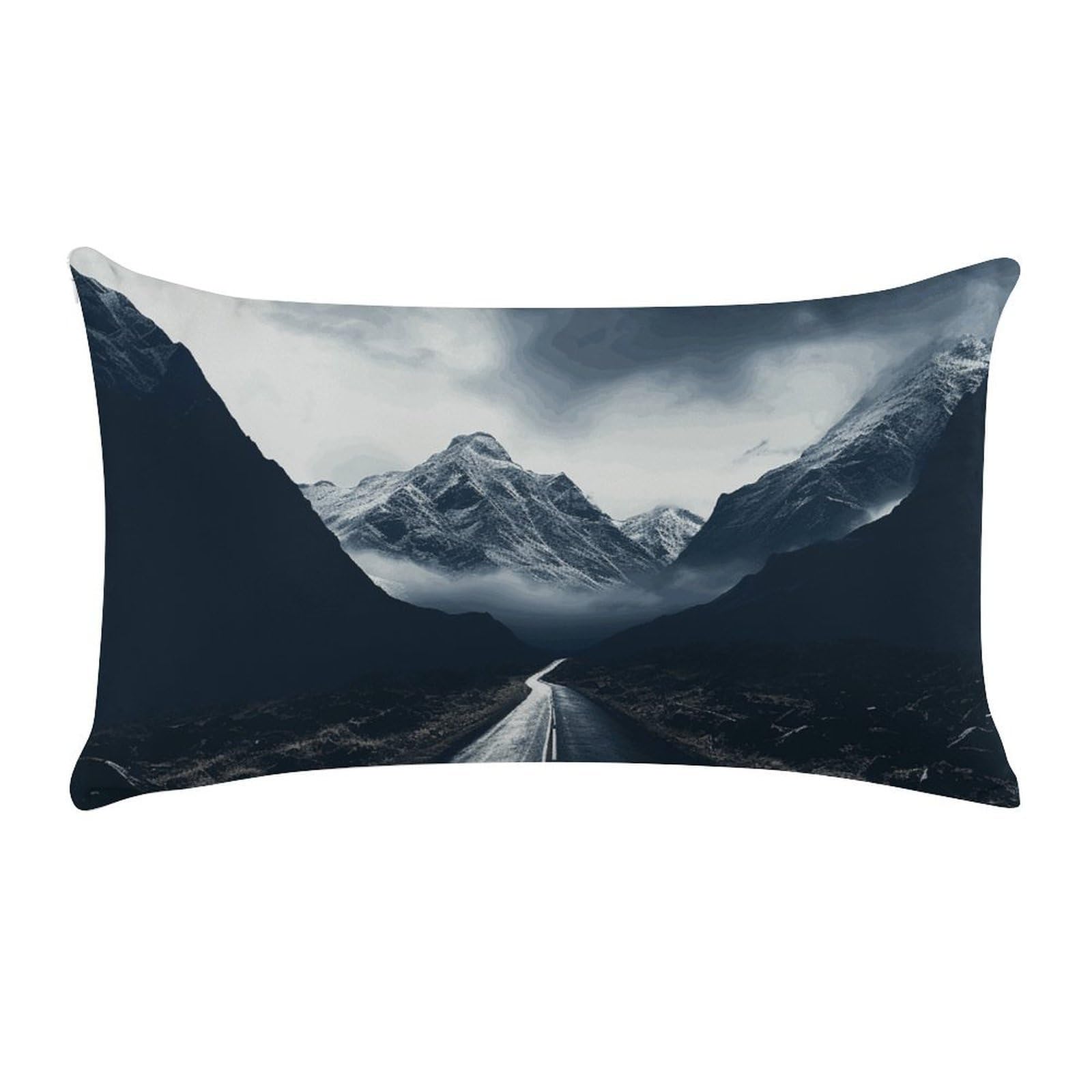 Dark Road to Mountains Pillow Cases for Sofa, Super Soft Plush Pillow Cover with Zipper, Luxury Cozy Pillow Shams for All Seasons, Lightweight Pillowcases for Bedroom, 12" X 20"