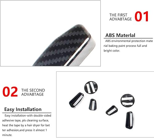 Miniatura 3 de Korlot Cubierta de botón de ajuste de asiento de fibra de carbono para Dodge Ram 1500 2019+