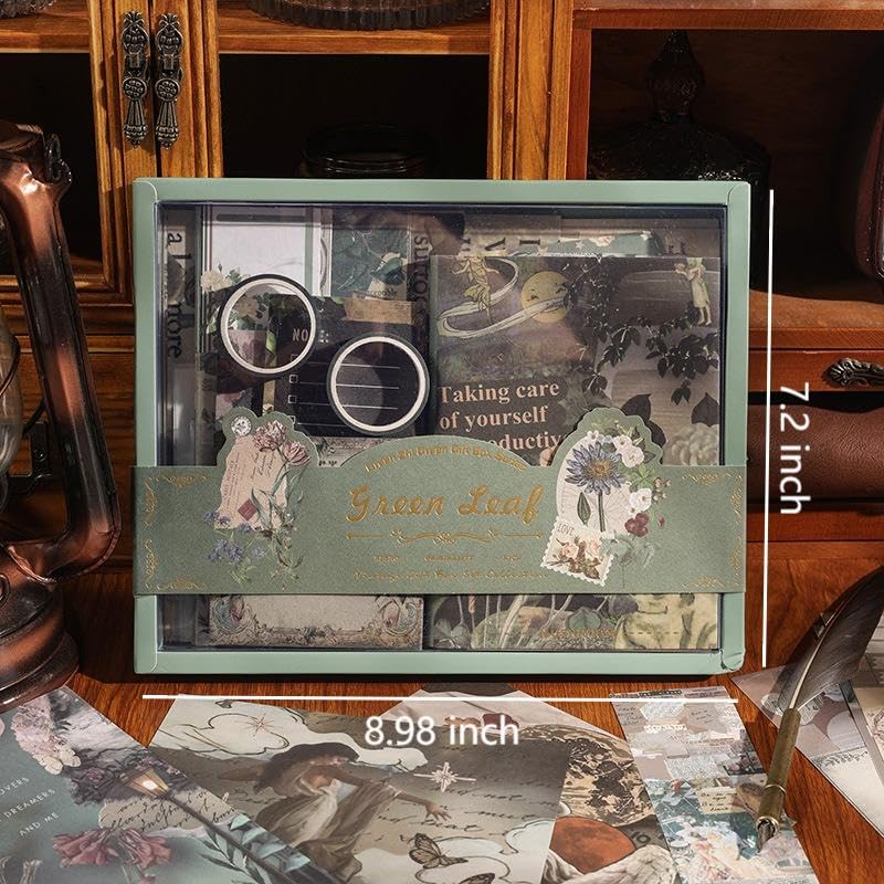 Diuhofart Vintage Scrapbooking Supplies Kit, 185pcs Junk Journal Kit with Scrapbook Paper Sticker Aesthetic Notebook Scrapbook Kit, Art Craft DIY Gift for Adult Women thumbnail