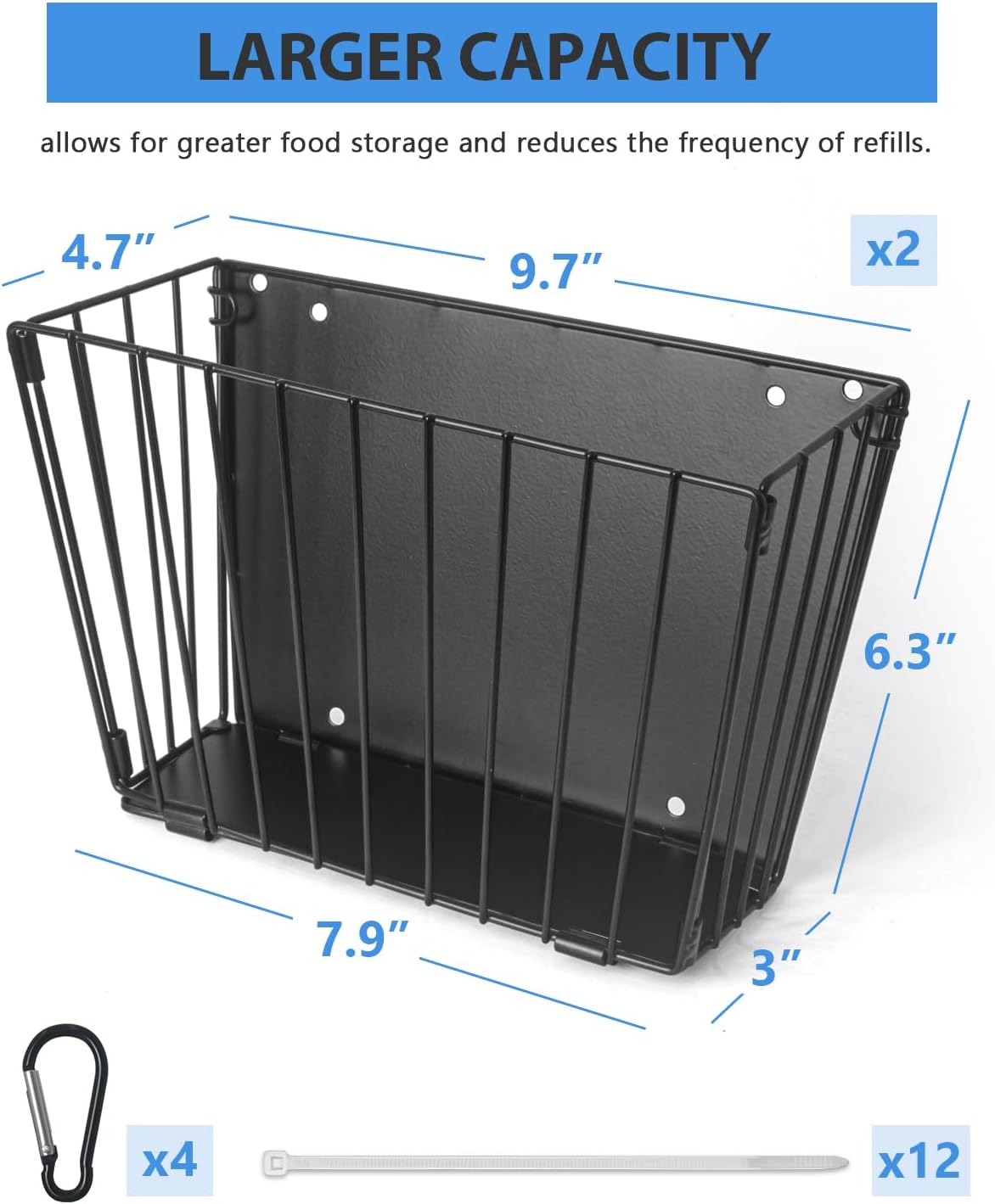 Rabbit Hay Feeder - Guinea Pig Hay Feeder - X-Large Metal Frame Bunny Hay Holder, 9.7x4.7x6.6 inch Guinea Pig Hay Holder for Bunny, Guinea Pigs, Chinchillas, Small Animals (2 Pack)
