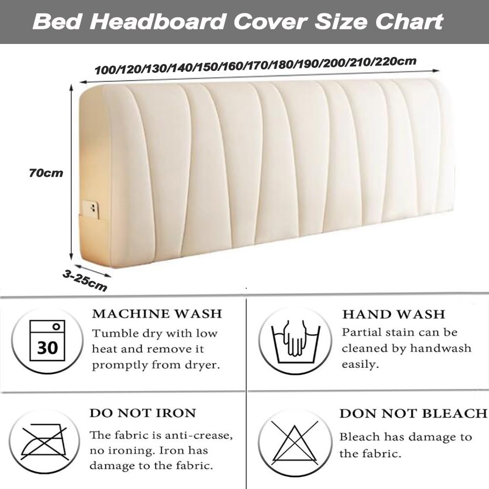 Copertura per testiera letto in velluto morbido ed elasticizzato, imbottito, lavabile, antipolvere, grigio, 100 cm
