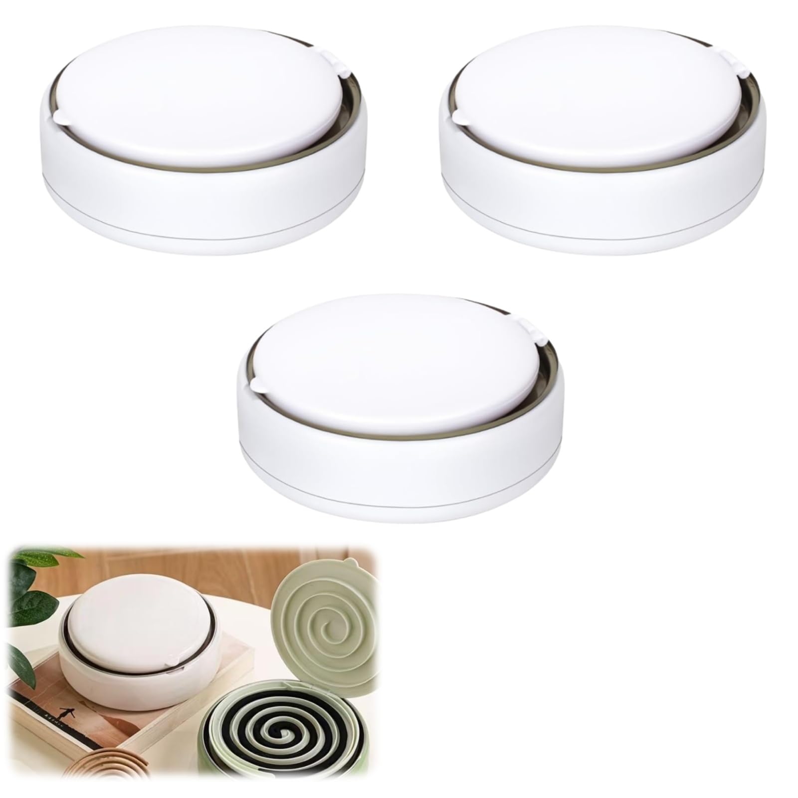 Zampironi zanzare interno,Bruciatore di Incenso, Porta Zampirone da Esterno,Base Termoresistente Con Design Separabile per Interni Esterni Giardino Cortile Casa e Campeggio (3, Bianco)
