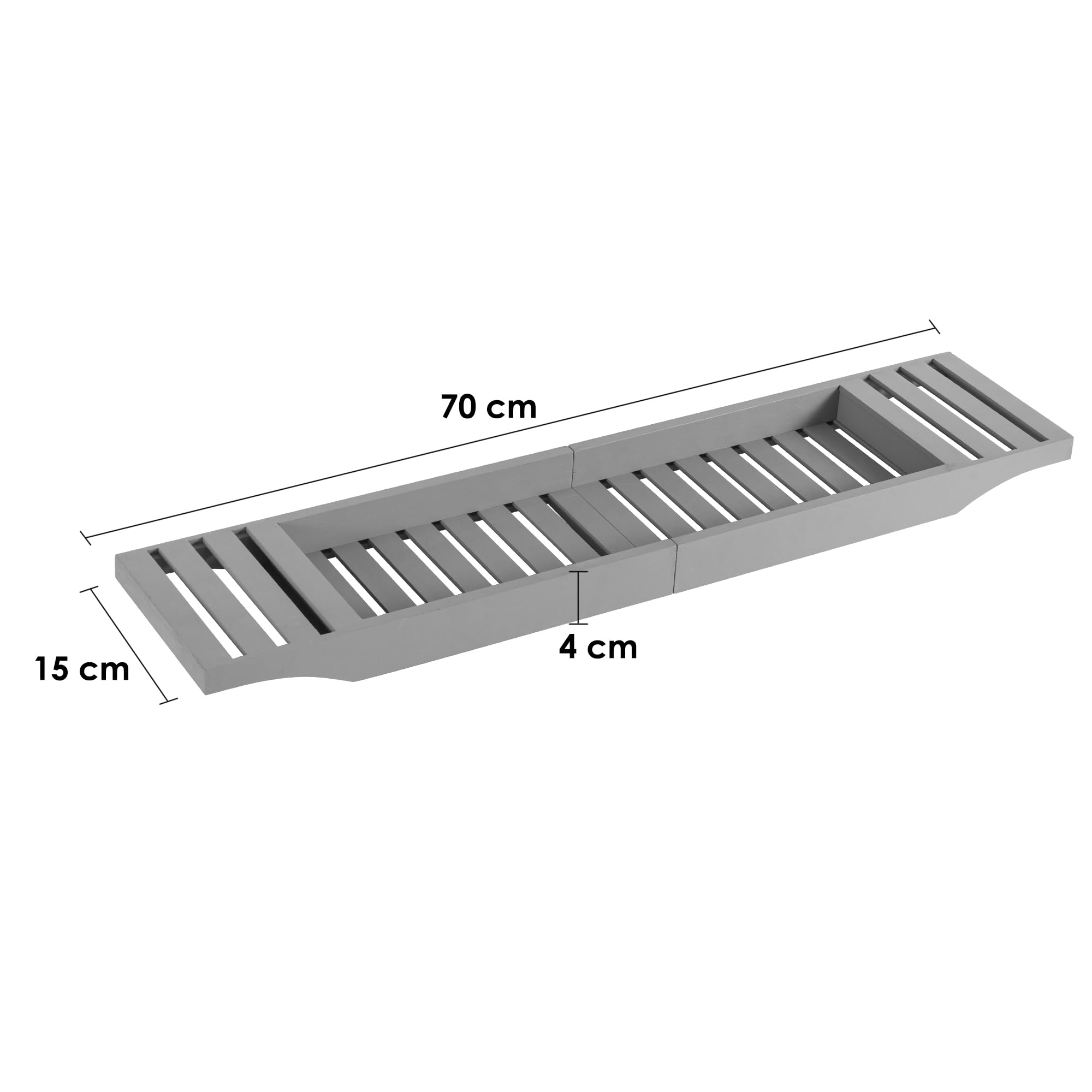 Vencier Foldable Bamboo Bath Tub Rack - Adjustable Bathroom Shelf, Tidy Tray & Storage Caddy Organiser for Relaxing Spa Bath (Grey) - Image 3