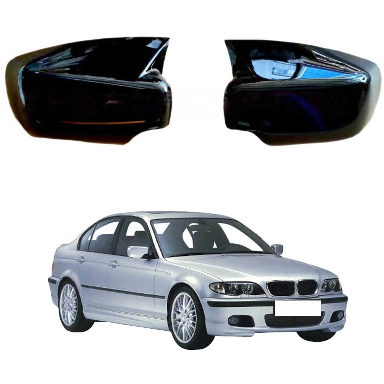 PAPEP Door Mirror Cover Caps for BMW E46 1998-2005 Glossy black, Left Right Side Wing Rearview Mirror Cover Lid 2 Pieces Exterior Styling Accessory