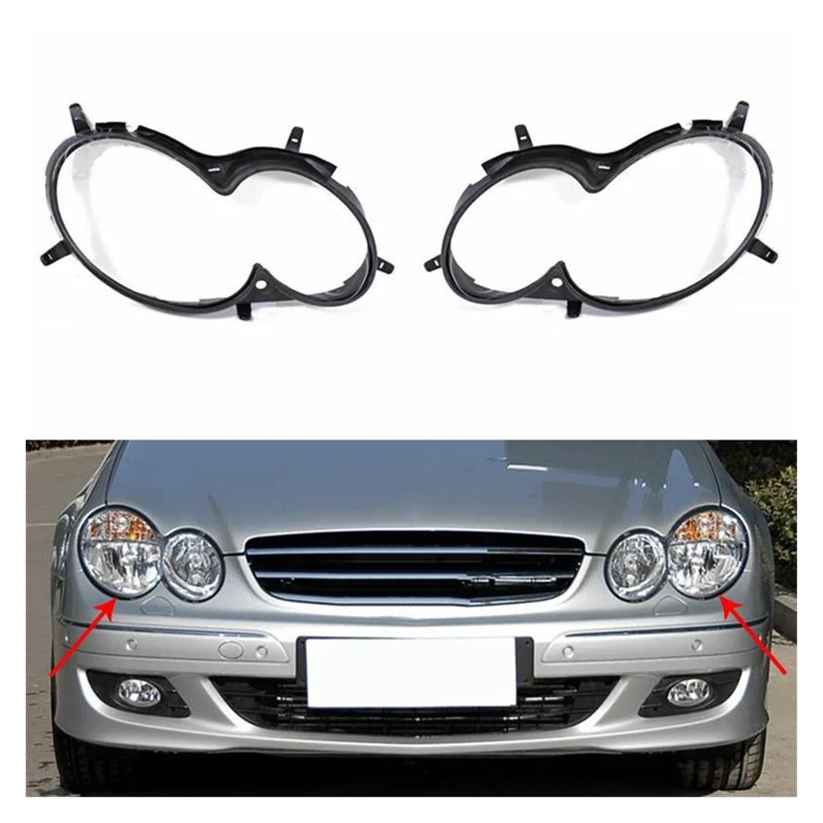 209 826 0191 Pour Benz W209 CLK 2003 2004 2005 2006-2009 Voiture Avant Gauche Phare Lentille Capots Bordure Bande Phare Bande D'étanchéité Joint Couvercles Transparents Feux Avant