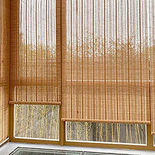 Outdoor Bambus Rollo, Holz Bambusrollo Natur Sichtschutz Rollo Bambus...