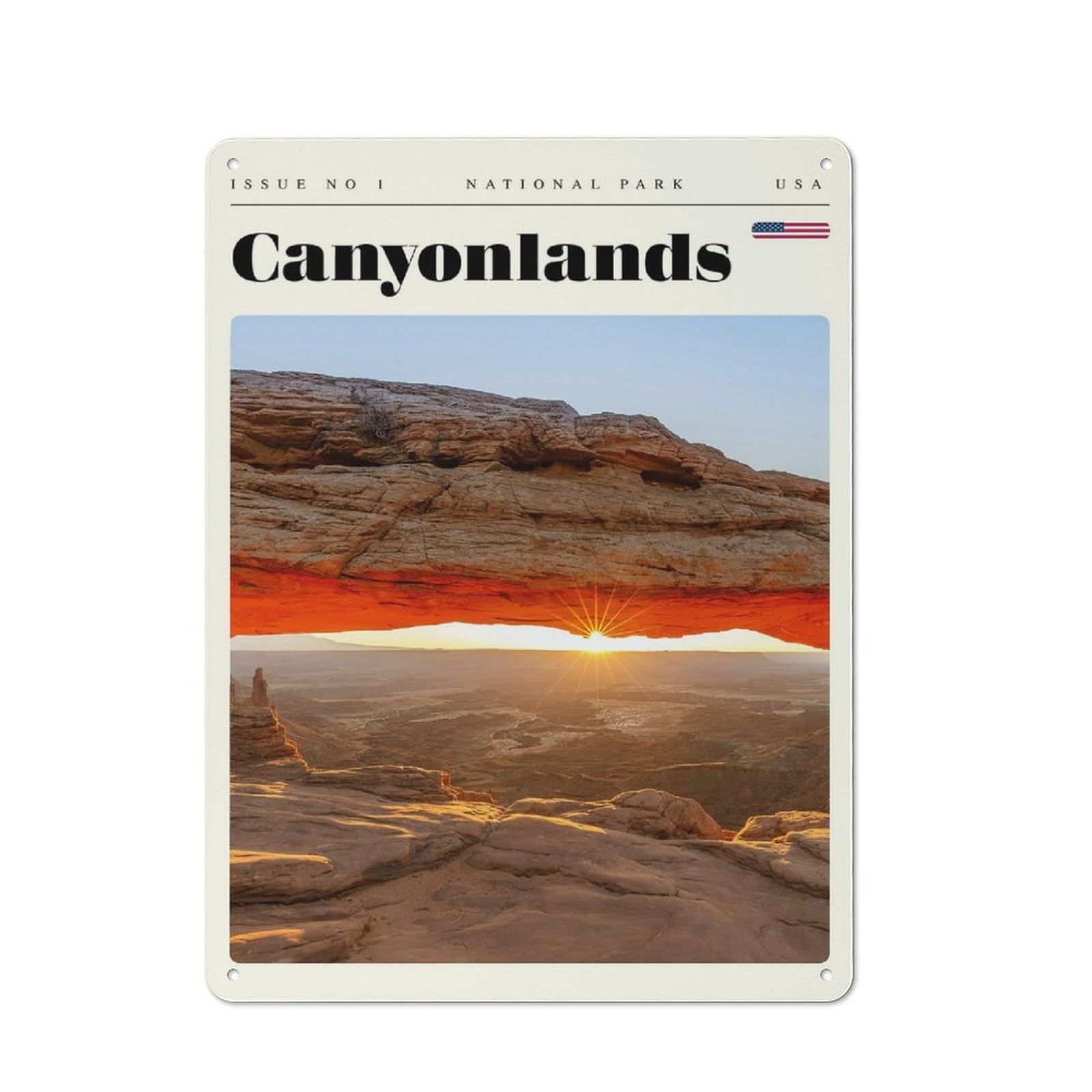 Junmoney Style-19 Canyonlands National Park Travel Art Decorative Metal Plaque 40X30cm, Shop Front Style Restaurant Wall Art For Coffee Bar, Small Shop Or Dining Room