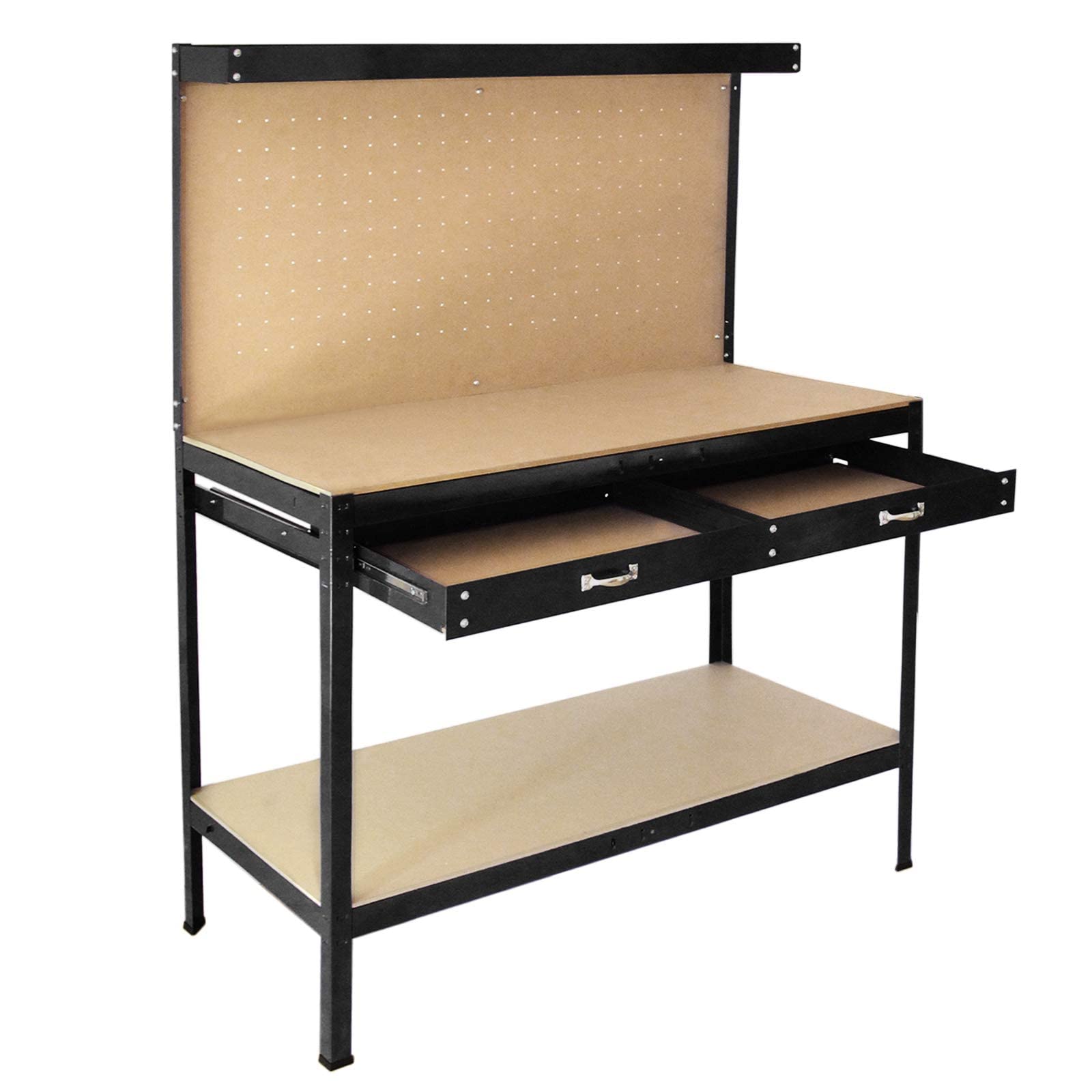 Garage Workbench With Pegboard Drawer Heavy Duty Bench Steel Tool