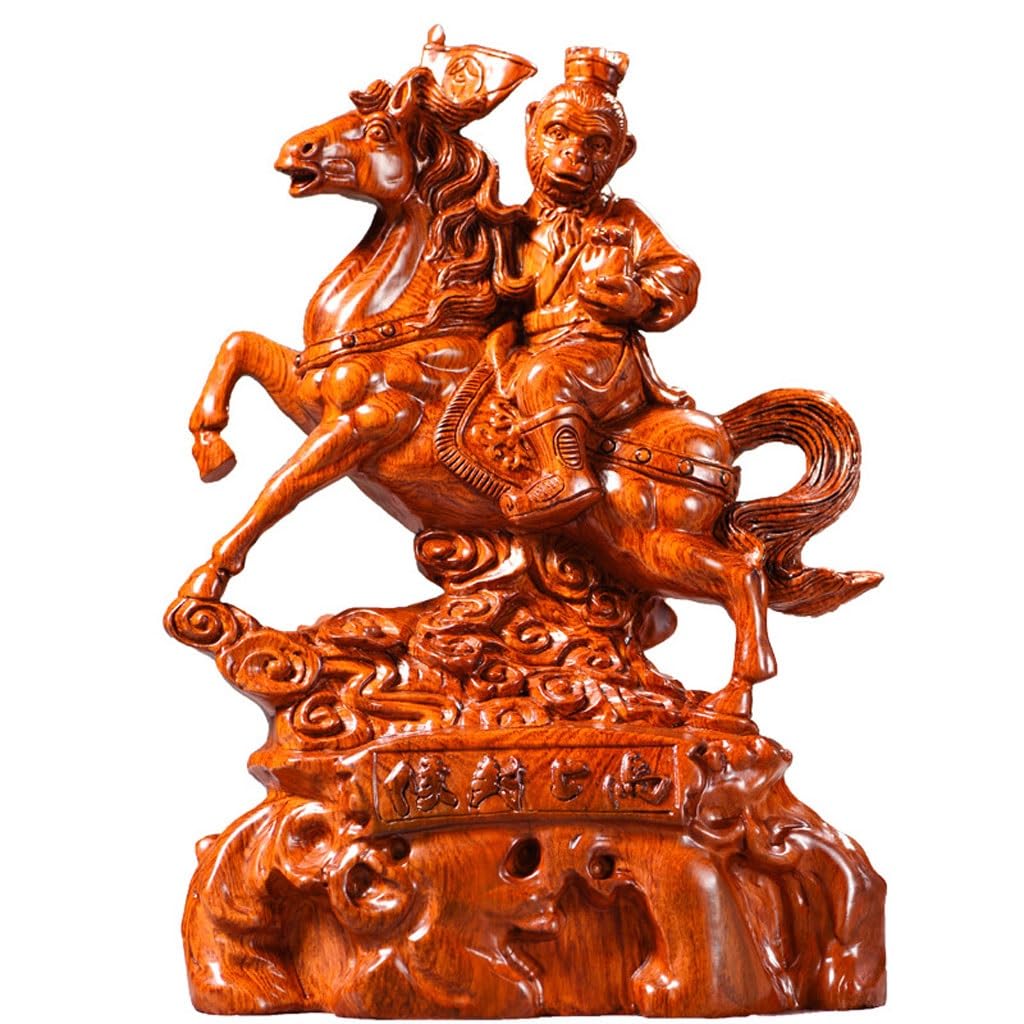 ATREDESES Office Decor Wooden Carving Horse Ornament Home Living Room Office Decorations Mahogany Crafts Home Decor(7.87in)