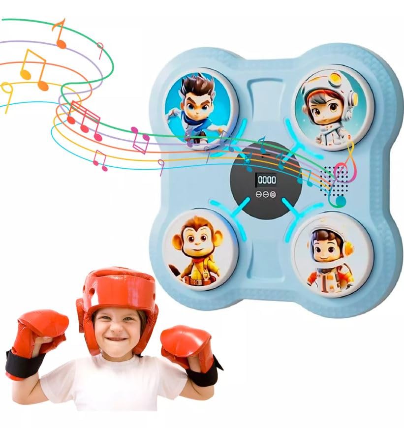AWOKZA New Home Boxing Target with GlovesTraining Fitness Wall Target Pad for Adult4-Level Speed Adjustment,LED Lighting Boxing Machine with Music Set for Kids and Adults(AW-07)