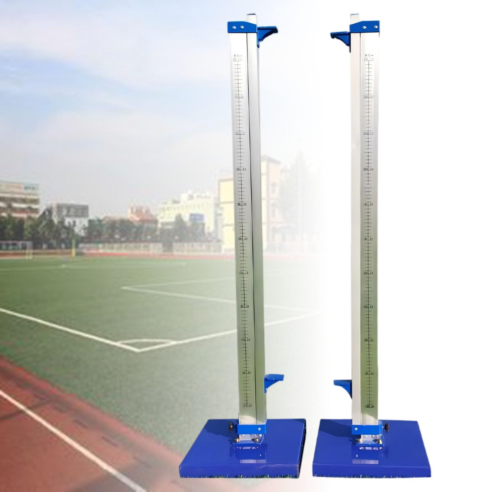 ExoticaBlend Portable Competition Track and Field High Jump Standards, 1 Pair Training High Jump Stands Aluminum, School High Jump Standard Measures from 1' to 7.5'