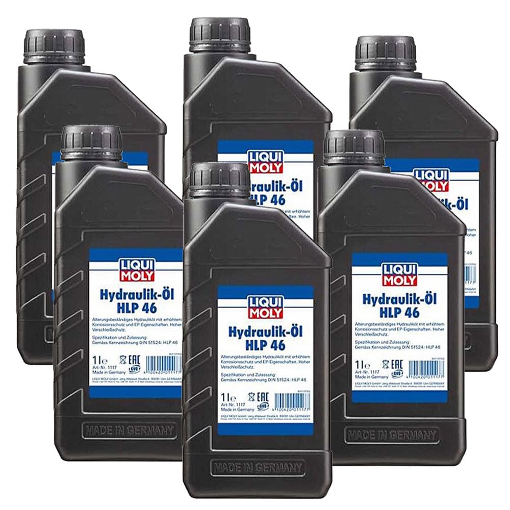 LIQUIMOLY 1117 OLIO IDRAULICO HLP 46 A BASE MINERALE ADATTO PER PISTONI IDRAULICI, MACCHINE POMPE E IMPIANTI. CONFEZIONE : KIT PROMOZIONE 6 LITRI