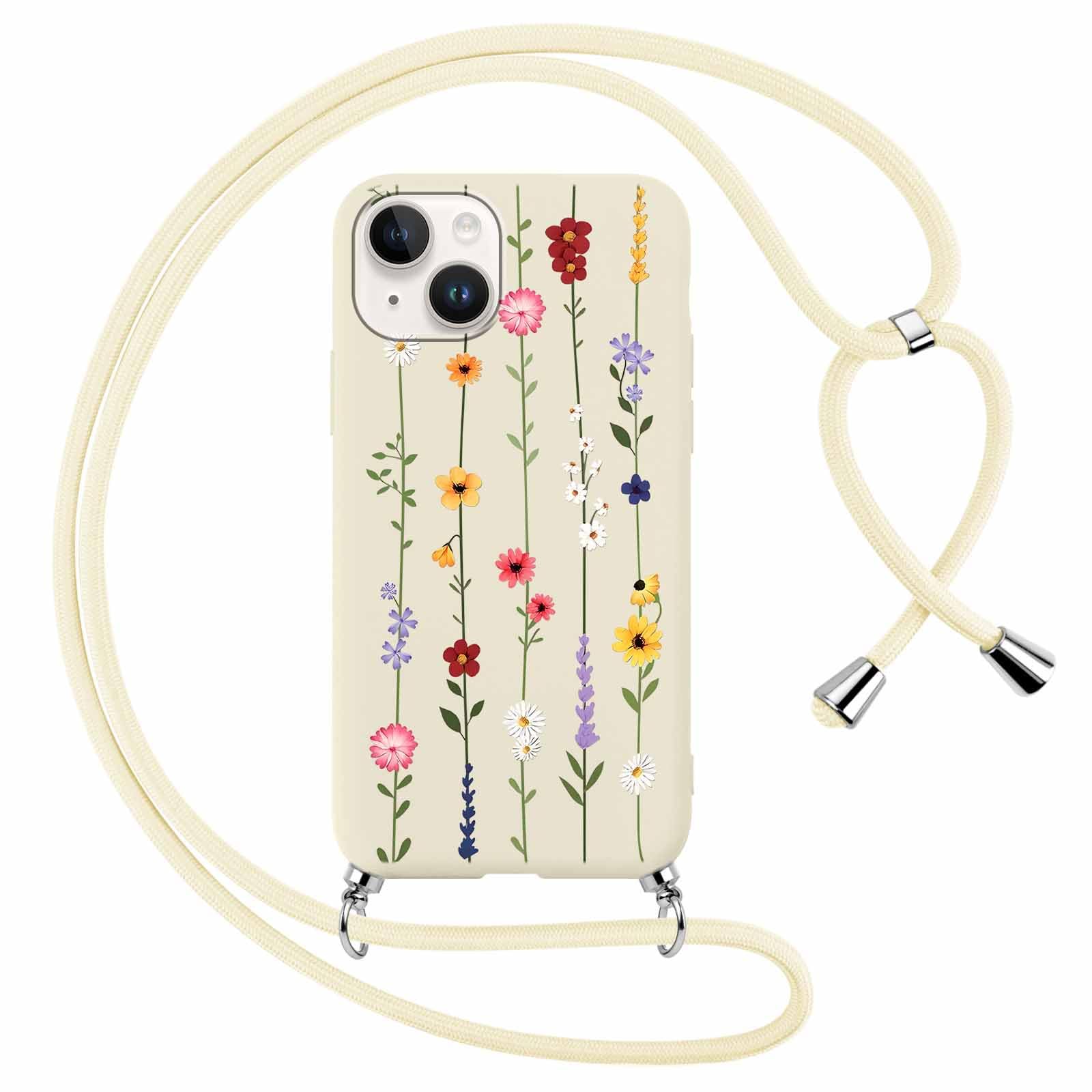 Custodia Yoedge Per IPhone 14/13 Con Cordino Regolabile - Morbida Al Touch, Fiore 1