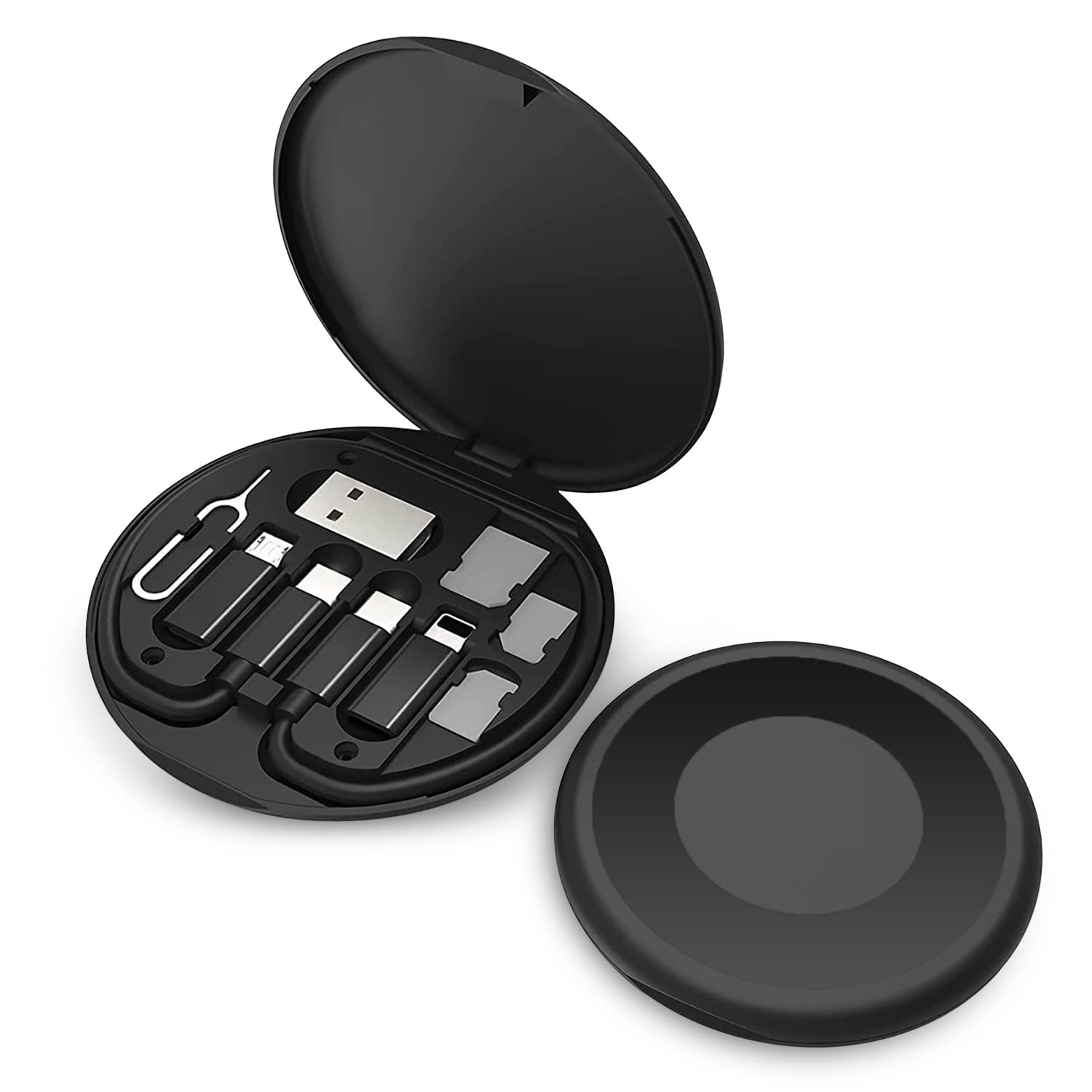 BIRDLINE Multi USB Charging Adapter Cable Kit, USB C to Lighting Adapter Box, Conversion Set USB A & Type C to Male Micro/Type C/Lightning, Data Transfer, Card Storage, Tray Eject Pin, Phone Holder.