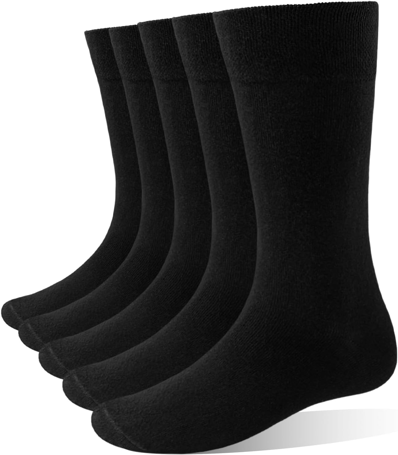 Josnown Mens Dress Crew Socks, 5-Pack Thin Combed Cotton Odor Resistant Business Socks