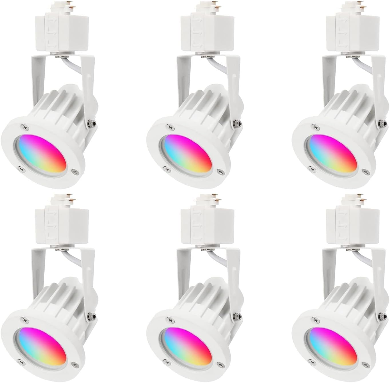 12W RGBW Track Lights Head,Color Changing Track Lighting Head Compatible with H Type Rail,16 Color RGB Track Light for Accent Retail Artwork,Task,Game-6 Pack (White)