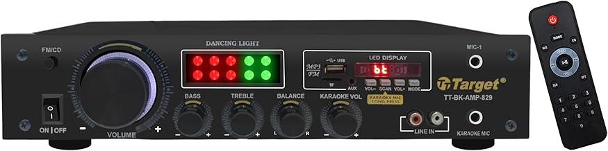 Target TT-BK-AMP-829 Hi Fi Stereo Amplifier with 150 Watts RMS Featuring USB,AUX,MIC, AV 2RC-Built in Bluetooth, Easy TV Connect with 4440 Double IC