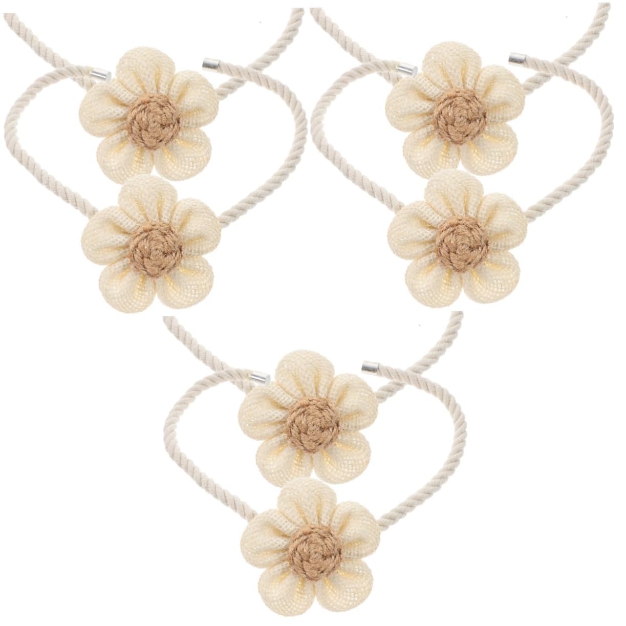 Alipis 3 Set di Corde per Tende A Forma di Fiore Fermatende Magnetici in Cotone E Lino per Soggiorno 2 Pezzi * 3