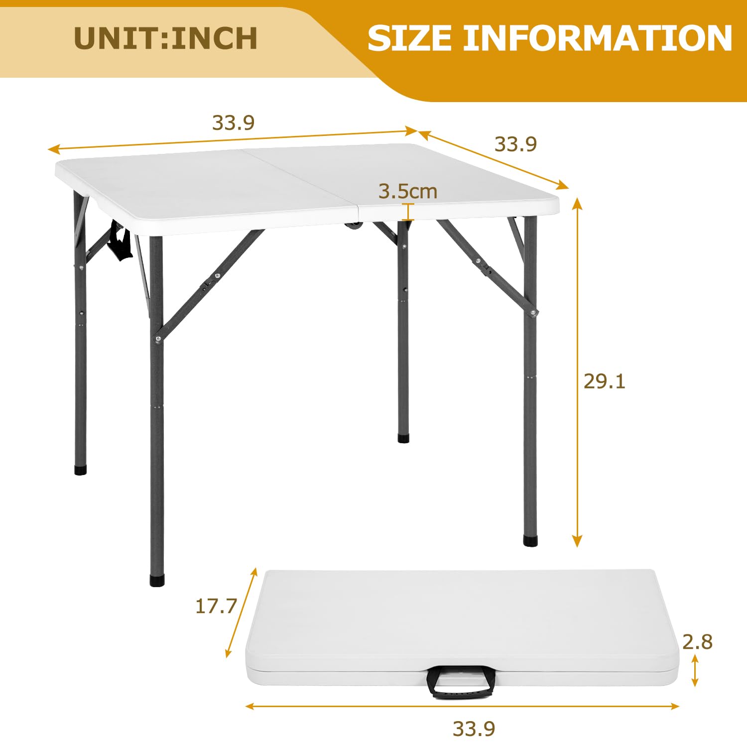 Card Table Size Dimensions Open Box】Camping Table Portable, Card