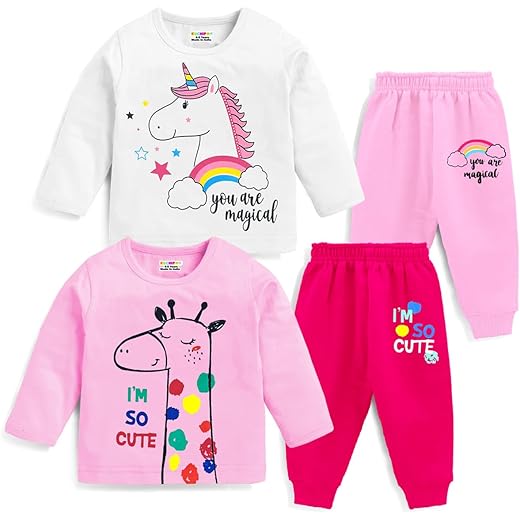 Baby Girl Cotton T-Shirt & Pyjamas Set