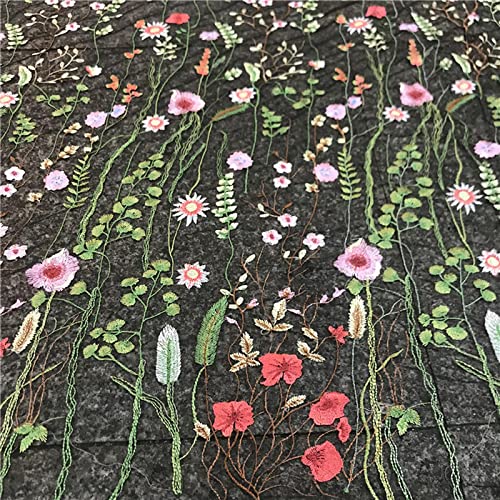 Lioaeust Bestickter Blumenstoff, 90 x 150 cm, Blumen-Spitzen-Stickerei, Netz für Hochzeit, Brautschleier, Spitzenstoff für die Herstellung von...