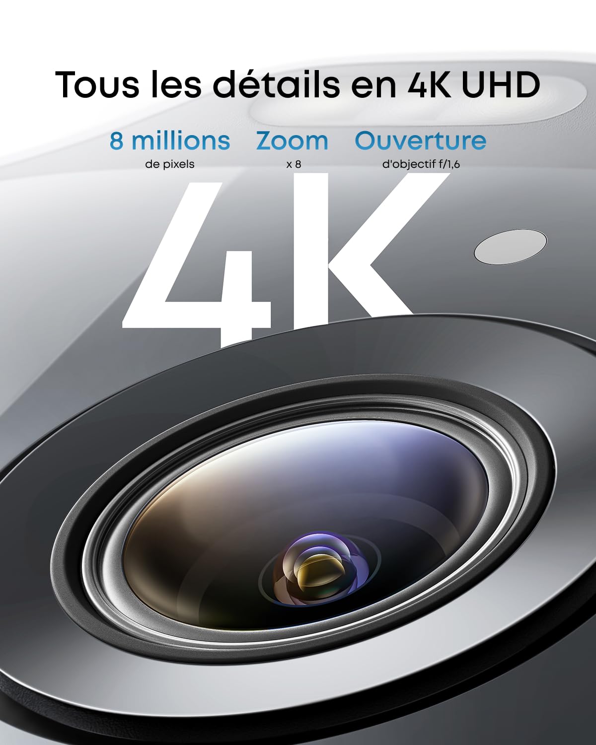 eufy Security SoloCam E42, caméra Solaire 4K sans Fil pour Dehors, Suivi IA, Stroboscope,Camera Surveillance WiFi, Reconnaissance faciale,Stockage Local Jusqu’à 14 TB