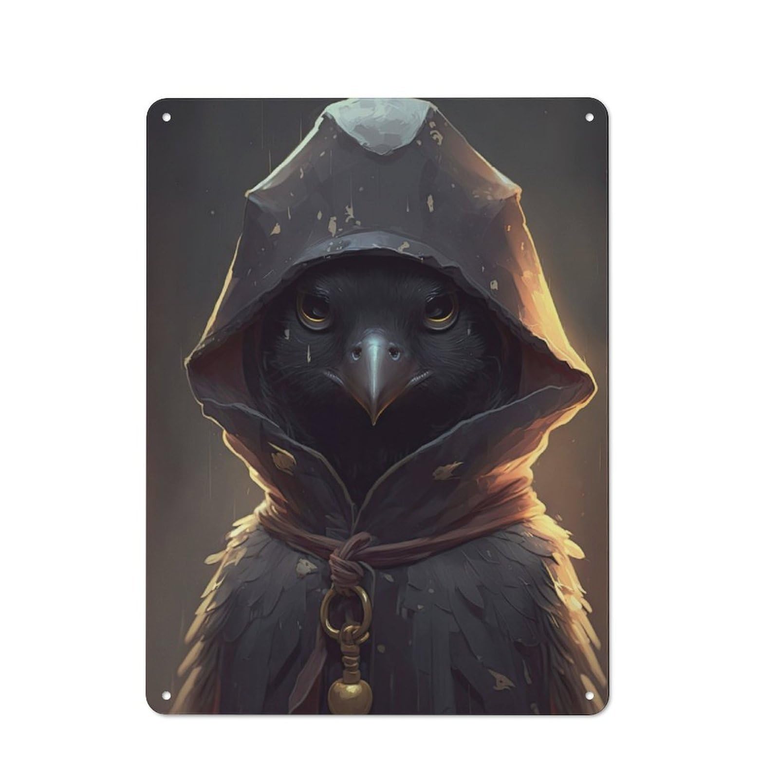 Junmoney Wizard The Crow Portrait Printed Metal Sign 40X30cm For Café Or Restaurant, For Hospitality Interior Collectors