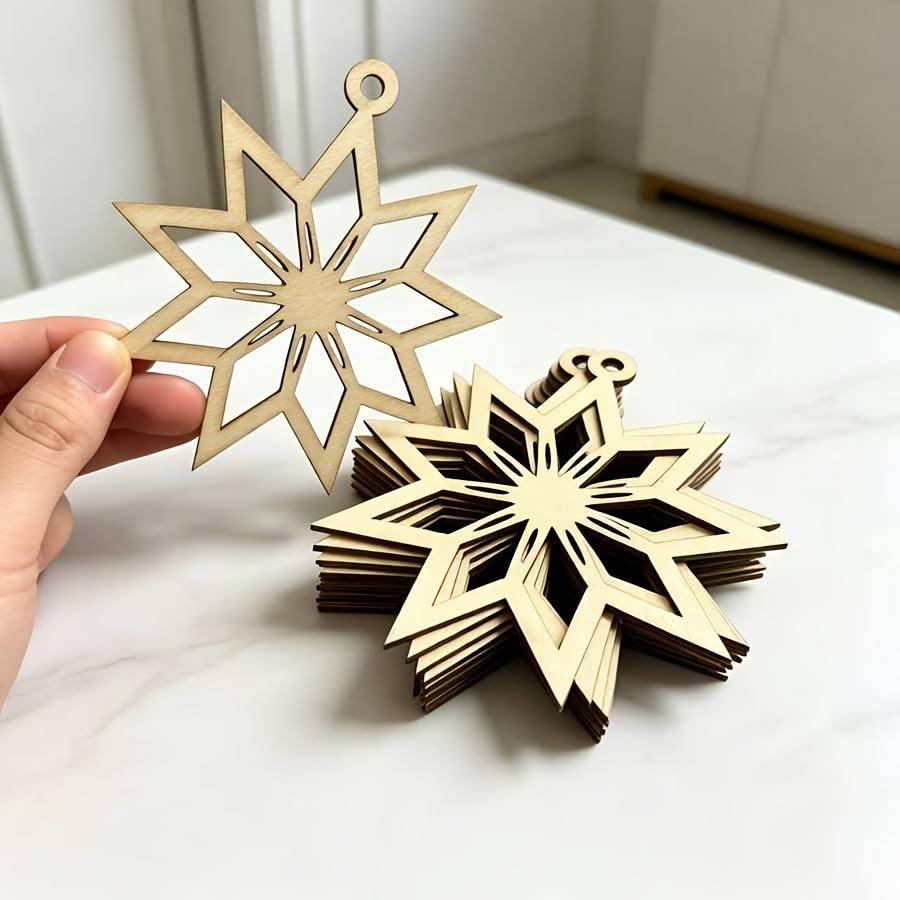 Pack of 10, Star of David Wooden Hanging Ornaments for DIY Art & Craft,for Painting, Resin & Home Decor, 4.13 x 3.39 Inch, Cliths-image-15