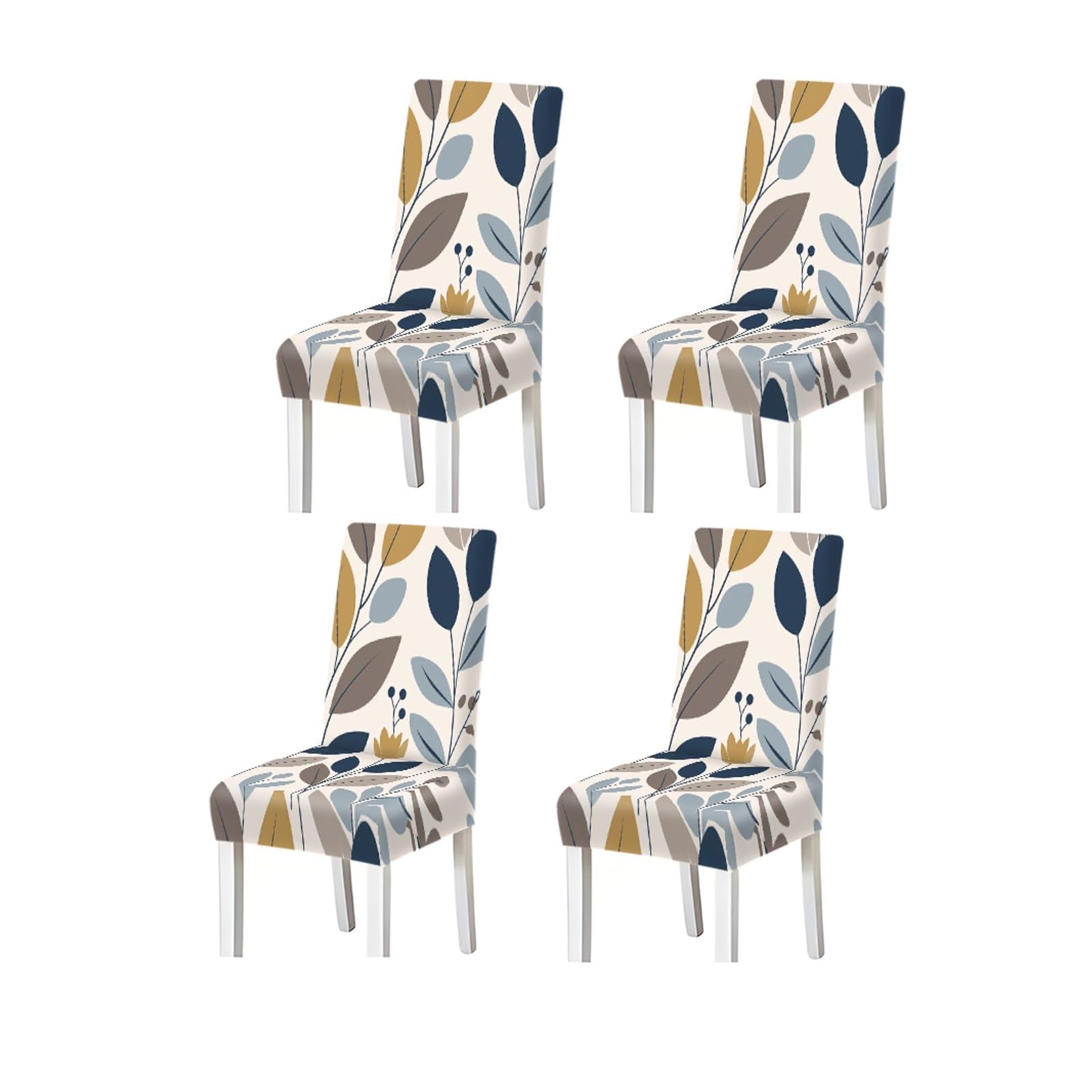 KXUAUV Modern Neutral Leaf Botanical Pattern Print Dining Chair Covers Set Of 2/4/6, Stretch Slipcovers For Kitchen Dining Room Seat Protectors for Restaurant Hotel Party(4PCSChair cover)