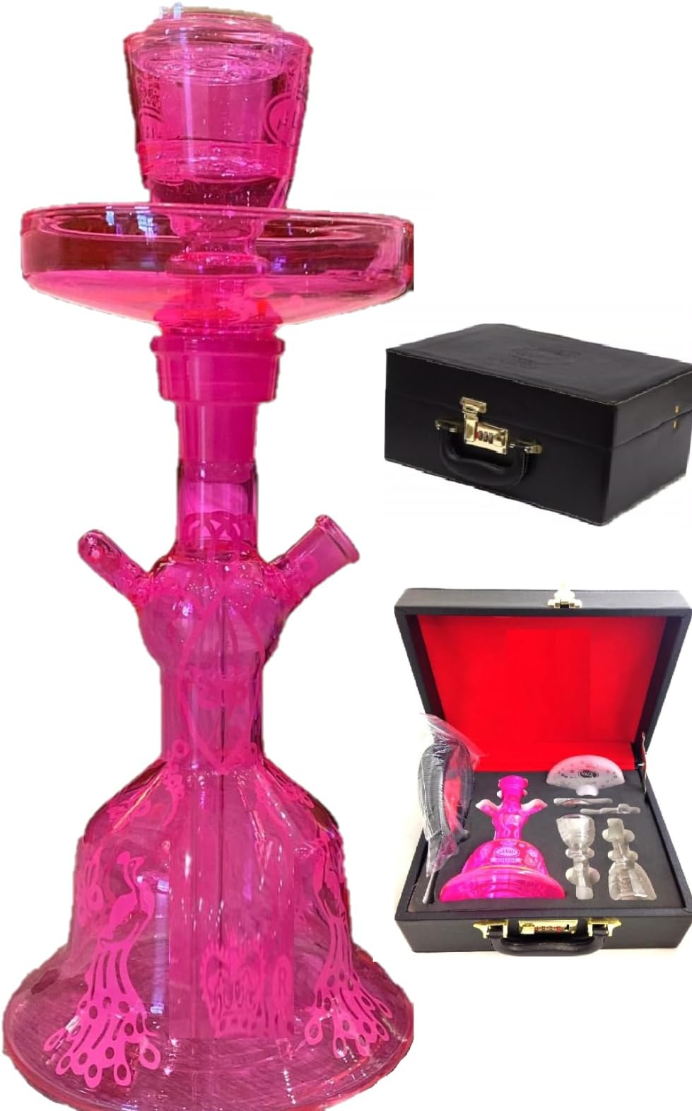 Glass Shisha Pink with Full Accessories