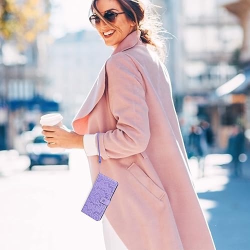 Miniatura 6 de Asuwish Funda de teléfono para LG V20 con protector de pantalla de vidrio templado y piel de girasol, funda delgada con tapa abatible para tarjeta