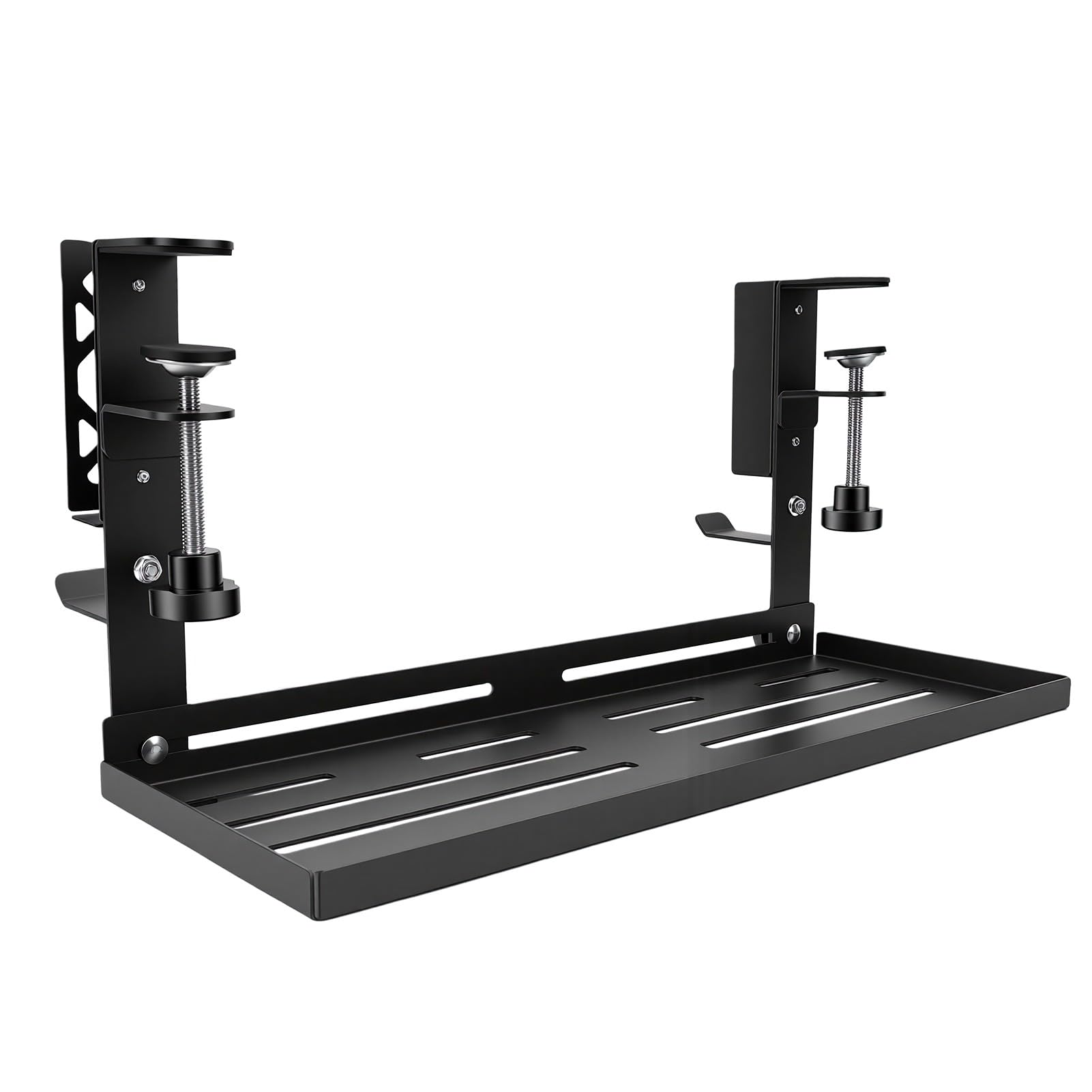 Kabelmanagement-Ablage für unter dem Schreibtisch, Metall-Kabelhalter ohne Bohren mit Klemme zur Kabelorganisation, Kabelhalter mit Haken für das Homeoffice