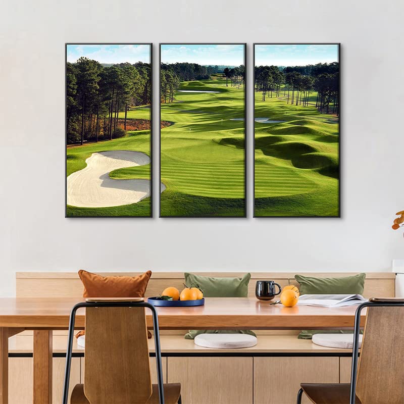 Amazon.co.jp: ゴルフ場 アートパネル 3枚 飾り絵 木 山 森 植物 風景