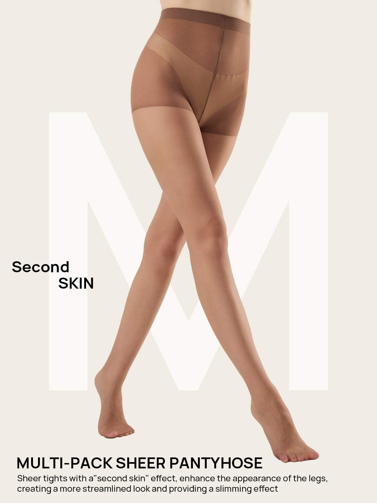 MANZI 6 Pairs Women's 20D Sheer Silky Pantyhose Run Resistant Nylon Tights High Waist Stockings with Control Top