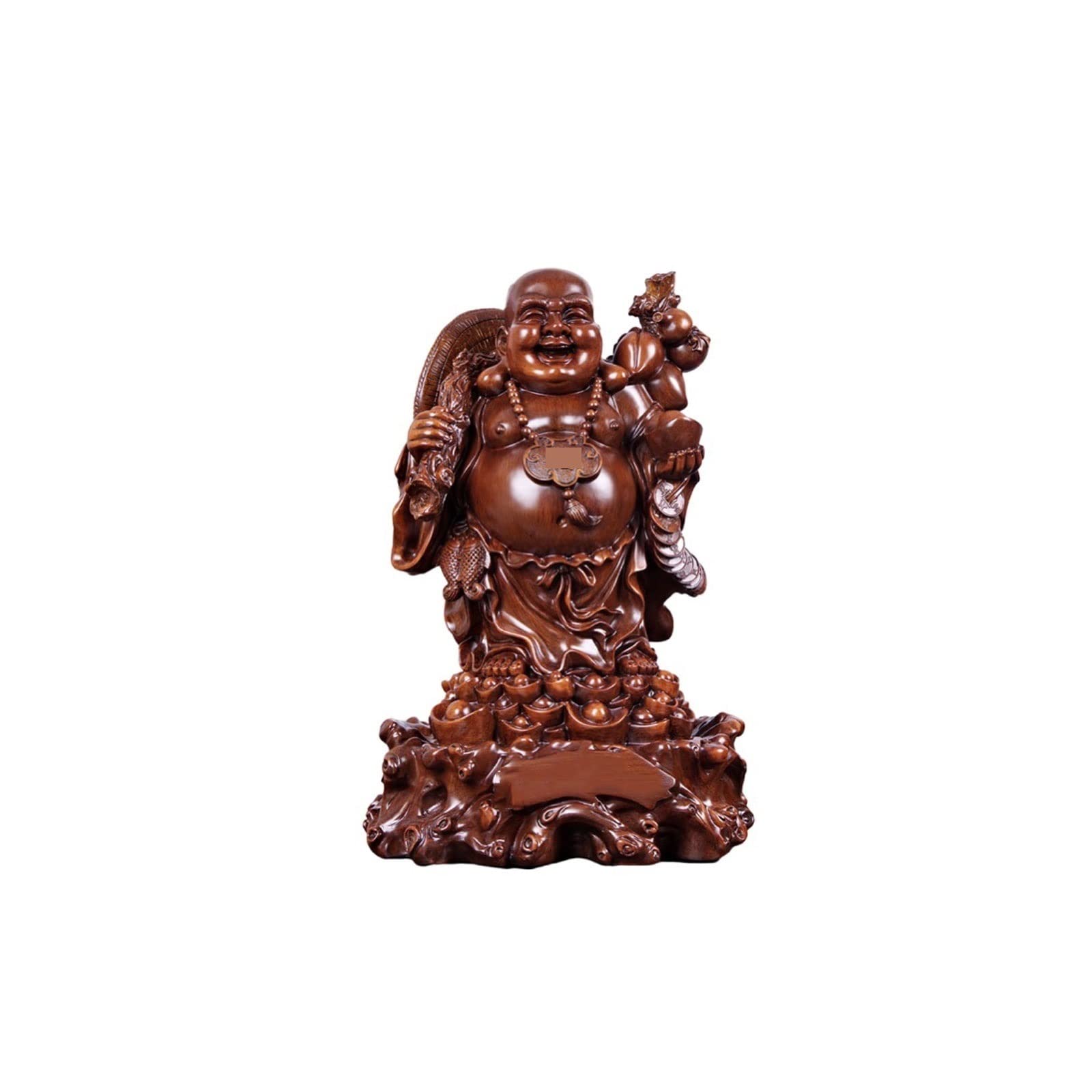 Statue de Bouddha Riant TUSUOD en résine dorée pour décoration zen