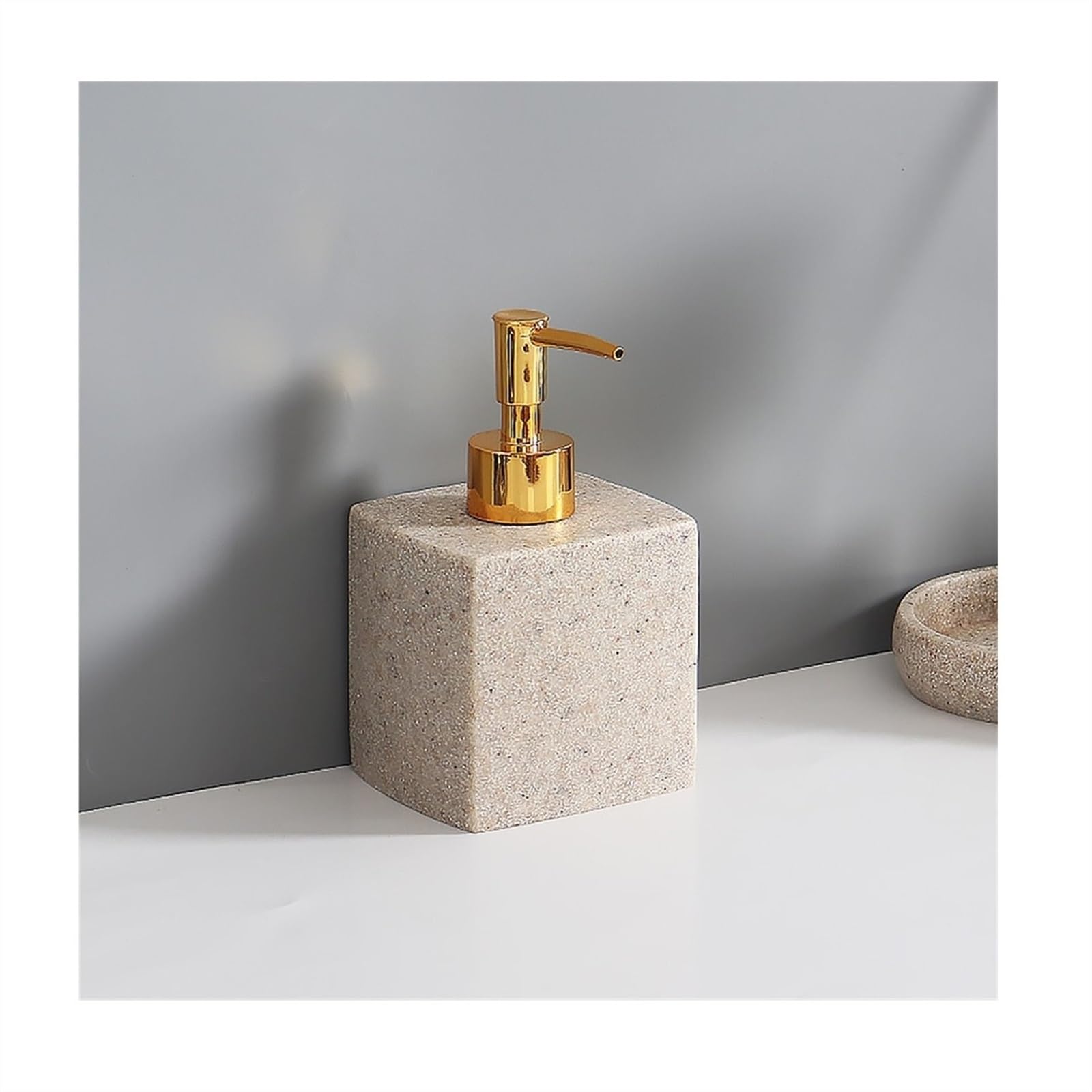 Cyairong-22 Beige Soap Dispenser Natural Sand Liquid Soap Dispenser For Bathroom Countertop, Dish Wash For Kitchen, 400Ml