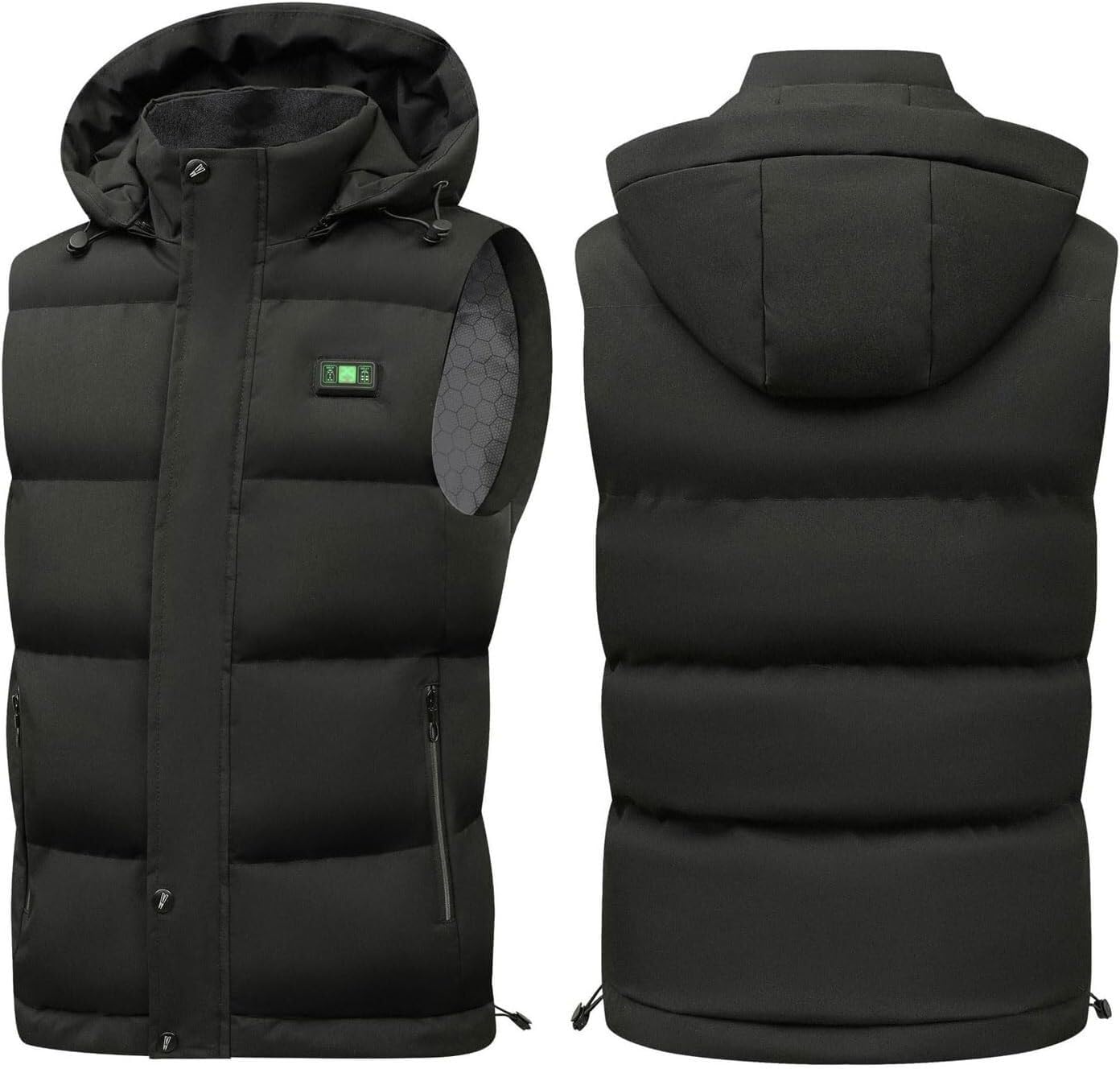Wärmende Kleidung Beheizbare Weste mit Kapuze, USB-Anschluss, elektrische Bekleidung mit 3 Heizstufen, Winter-Outdoor-Ausrüstung (Nicht im Lieferumfang enthalten)(L(55-62.5kg))