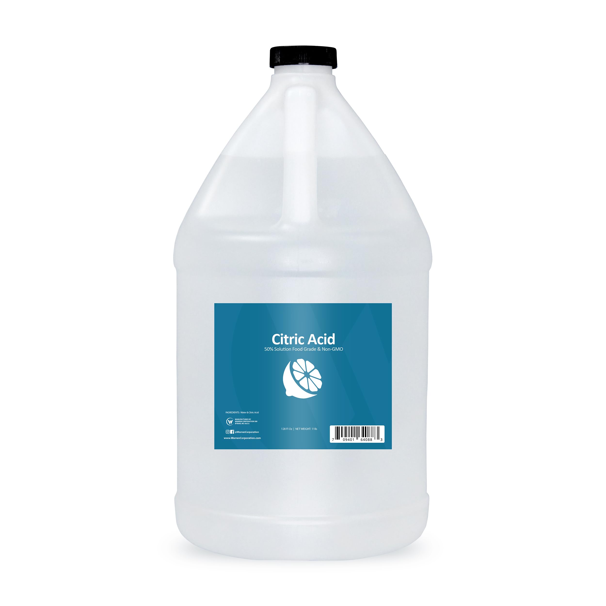 50% Citric Acid Liquid Solution Food Grade & Non-GMO - Natural Beverage Preservative for Snow Cone Syrup, Soft Drinks, Slushie Mix and More