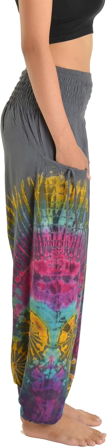 Orient Trail Women's Hippie Bohemian Palazzo Yoga Scrunched Bottom Tie Dye Harem Pants - Image 4