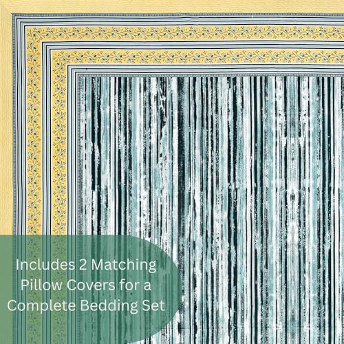 Image of Mafatlal 144 TC Upvan Cotton Queen Bedsheet | 90 x 108 Inches | Traditional Design | Smooth, Long-Lasting & Soft | 2 Pillow Covers | Jolly Brown
