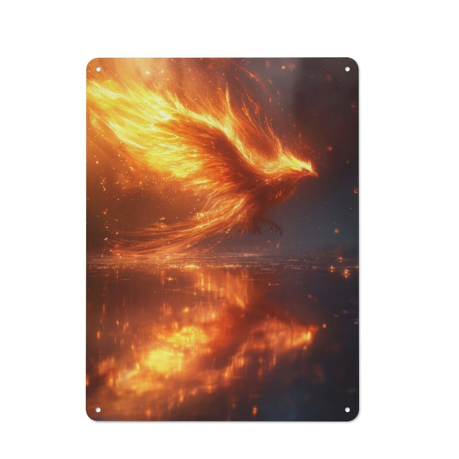 Junmoney Phoenix Bird Flying Workshop Style Tin Sign 40X30cm, Industrial Wall Art For Garage, Hobby Room, Office Or Man Cave