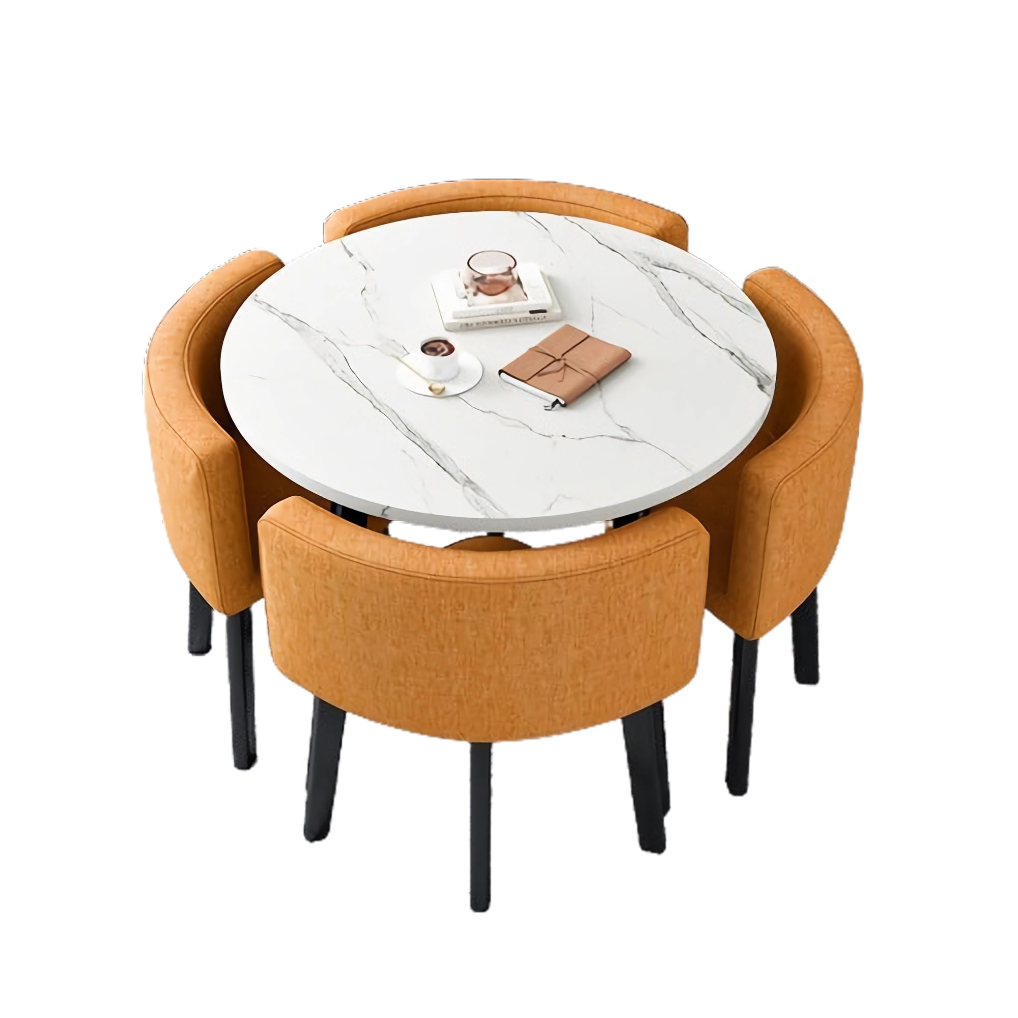 Office Reception Room Club Table and Chair Set, Reception Table and Chair Combination, Negotiation Table Sales Office Shops Meetings Small Round Tables (Orange,Cloth)