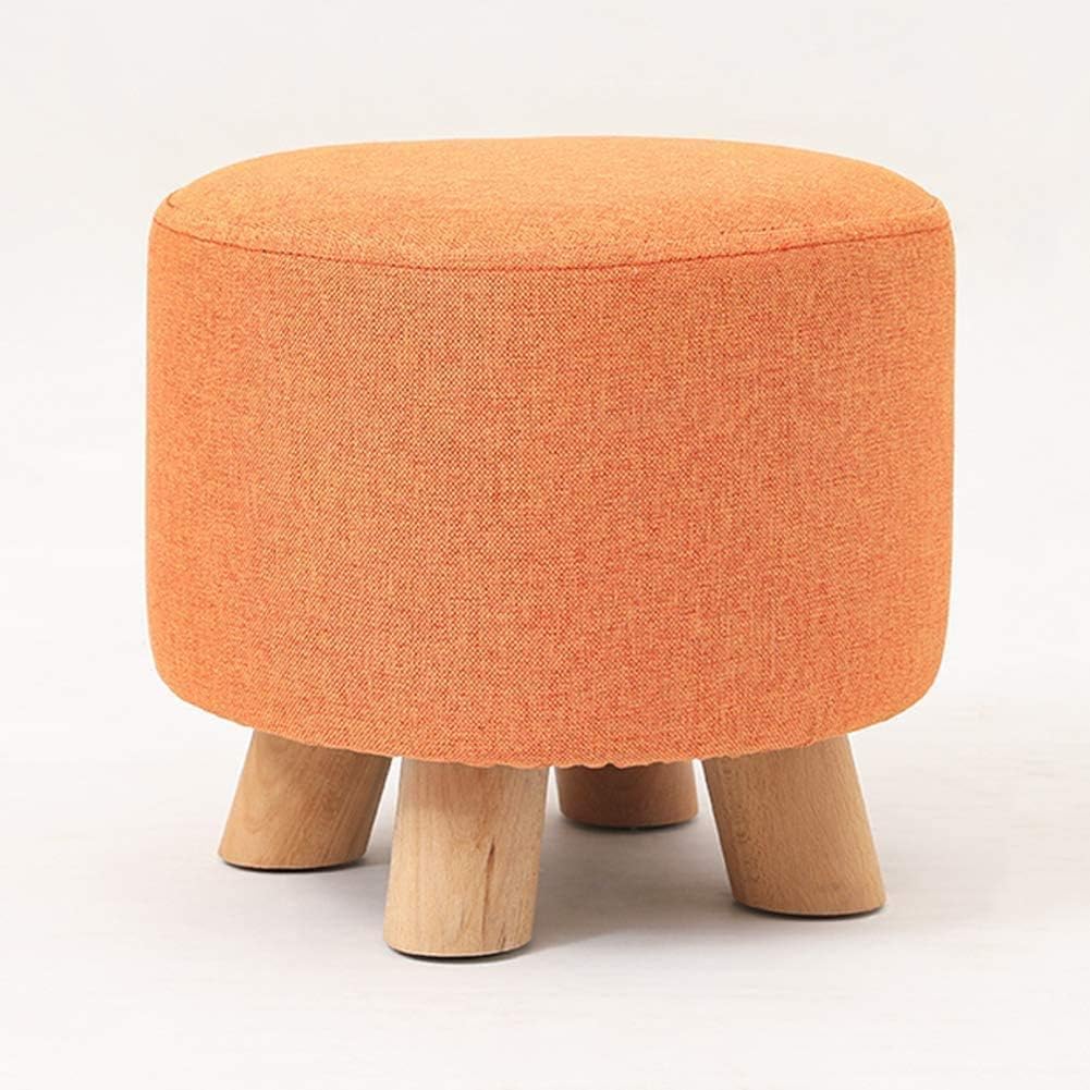 Siège rembourré orange et repose-pieds compact en tissu lin de 29 cm