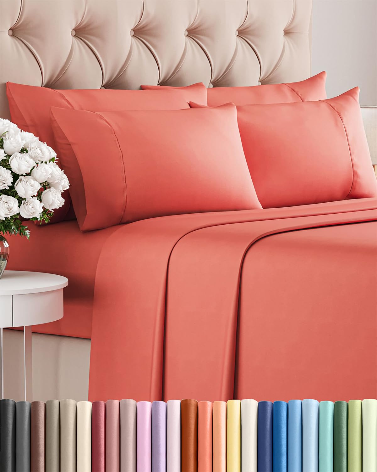 King 6 Piece Sheet Set - Comfy Breathable & Cooling - Ultra Soft Hotel Luxury Bedding Set with 8-16 Inch Deep Pockets - 1 Flat & 1 Fitted Sheet & 4