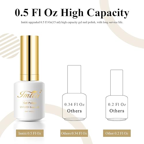 Miniatura 7 de Imtiti Esmalte de uñas de gel amarillo dorado, 1 unidad de 0.5 onzas líquidas de color platino con purpurina, esmalte de uñas en gel de larga