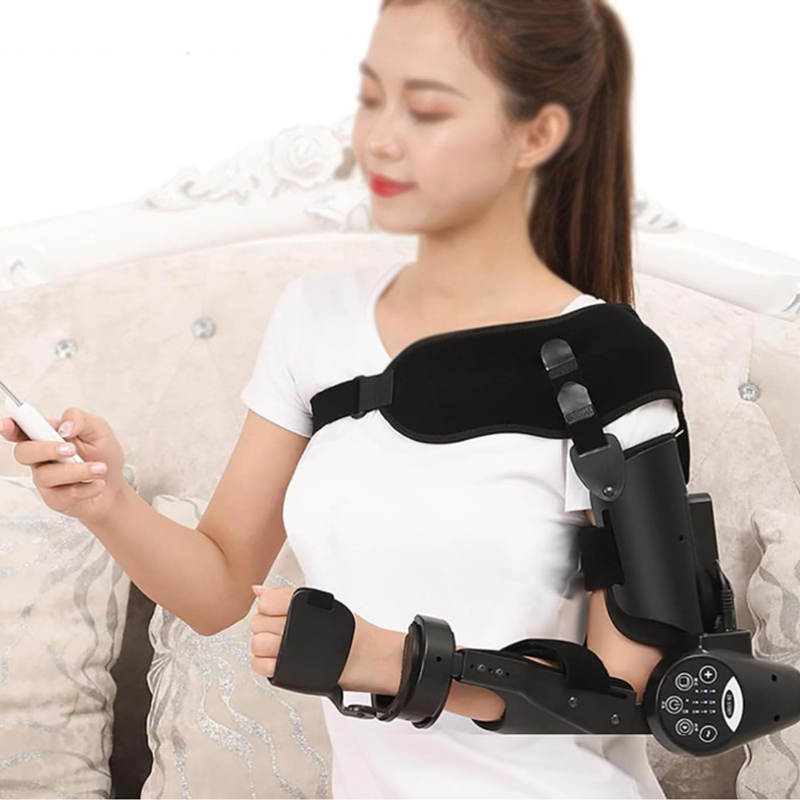 Trainer elettrico per flessione ed estensione del gomito, dispositivo di riabilitazione dell'articolazione del gomito per gli arti superiori, tutore per gomito articolato, attrezzo,Left Arm