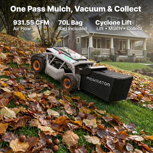 Mowrator S1 4WD 18Ah Remote Control Lawn Mower with Deformable Tires, All-Season Yard Care, 119% (50°) Slope Climbing, with Leaf Shredding Vacuum, 21" Width, 1.5–4.3" Cutting Height, Up to 1.12 Acres - Image 3