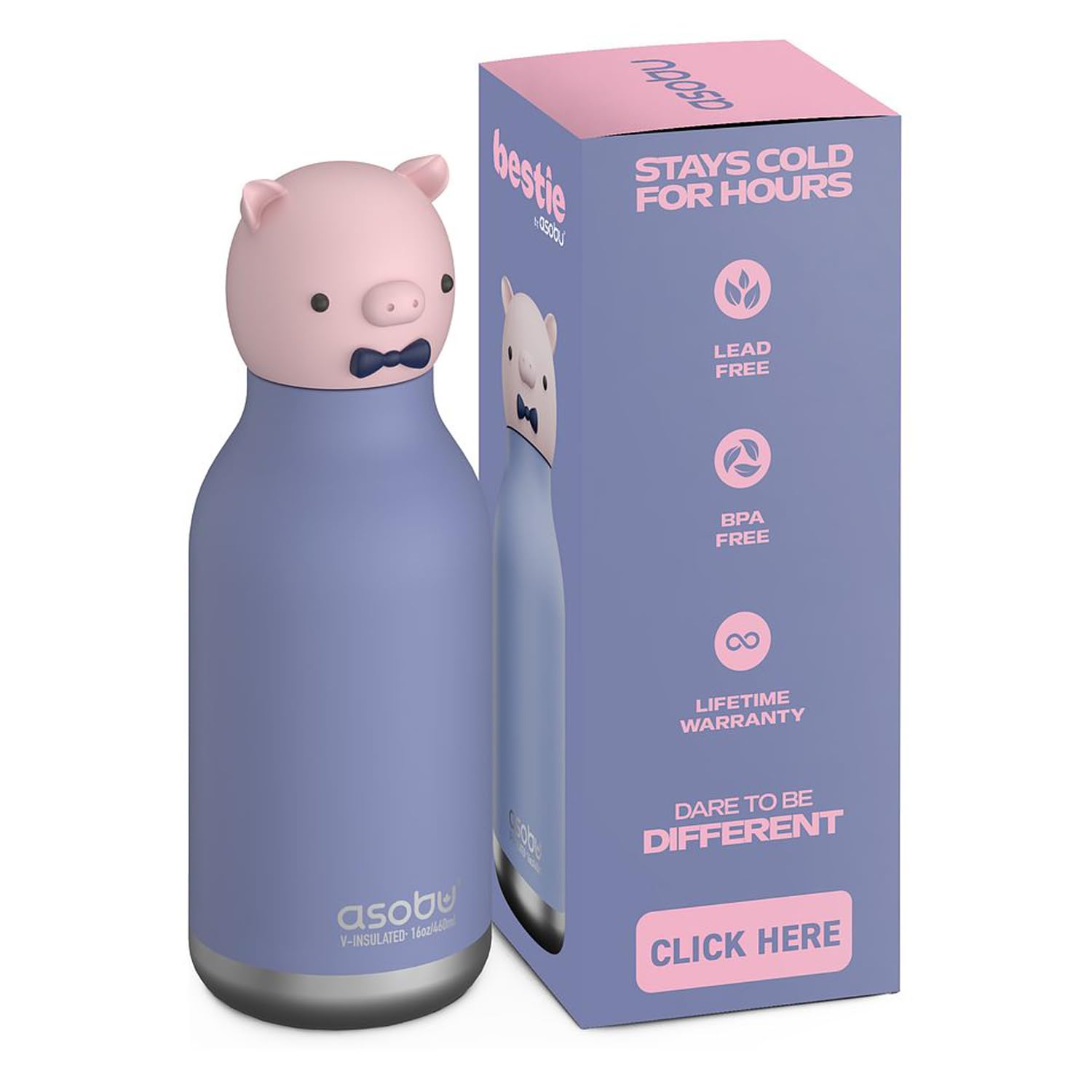 Asobu rvs drinkfles bestie - kat - 460 ml