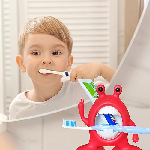 Miniatura 6 de Soporte para cepillos de dientes para niños, lindo juego de soportes para cepillos de dientes y pasta de dientes de dibujos animados, juego de