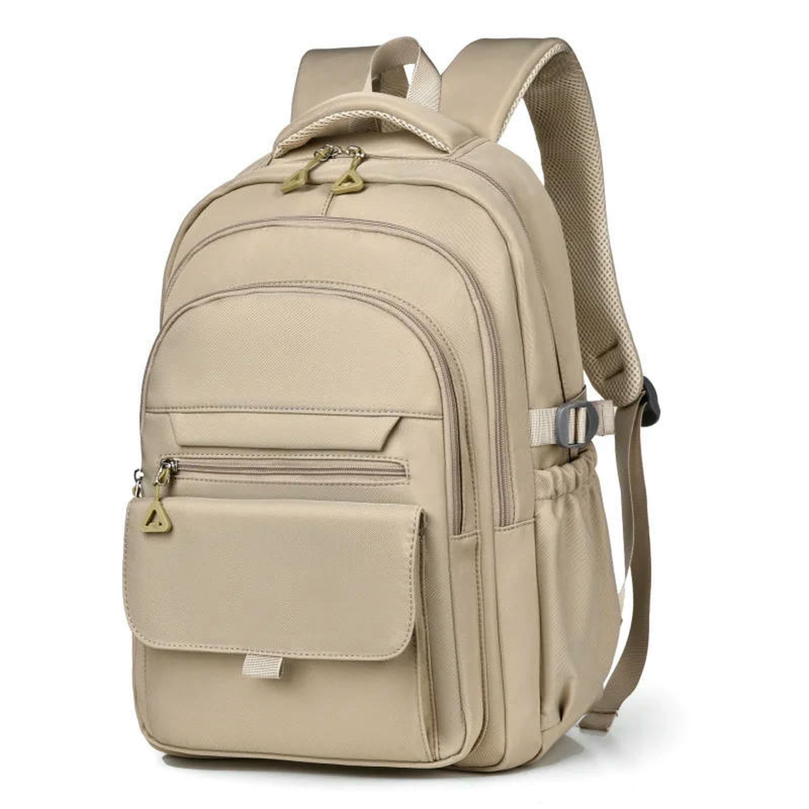 Hsqfcbd Khaki School Bag Backpack With Laptop Compartment And Multiple Pockets For Middle School, High College Students